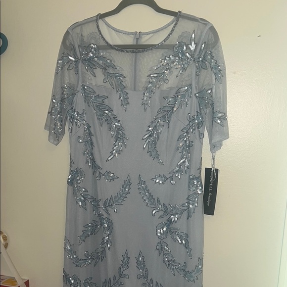 Elegant Ethereal Icy Blue Sequin Formal Dress with Sheer Accents - Picture 1 of 8